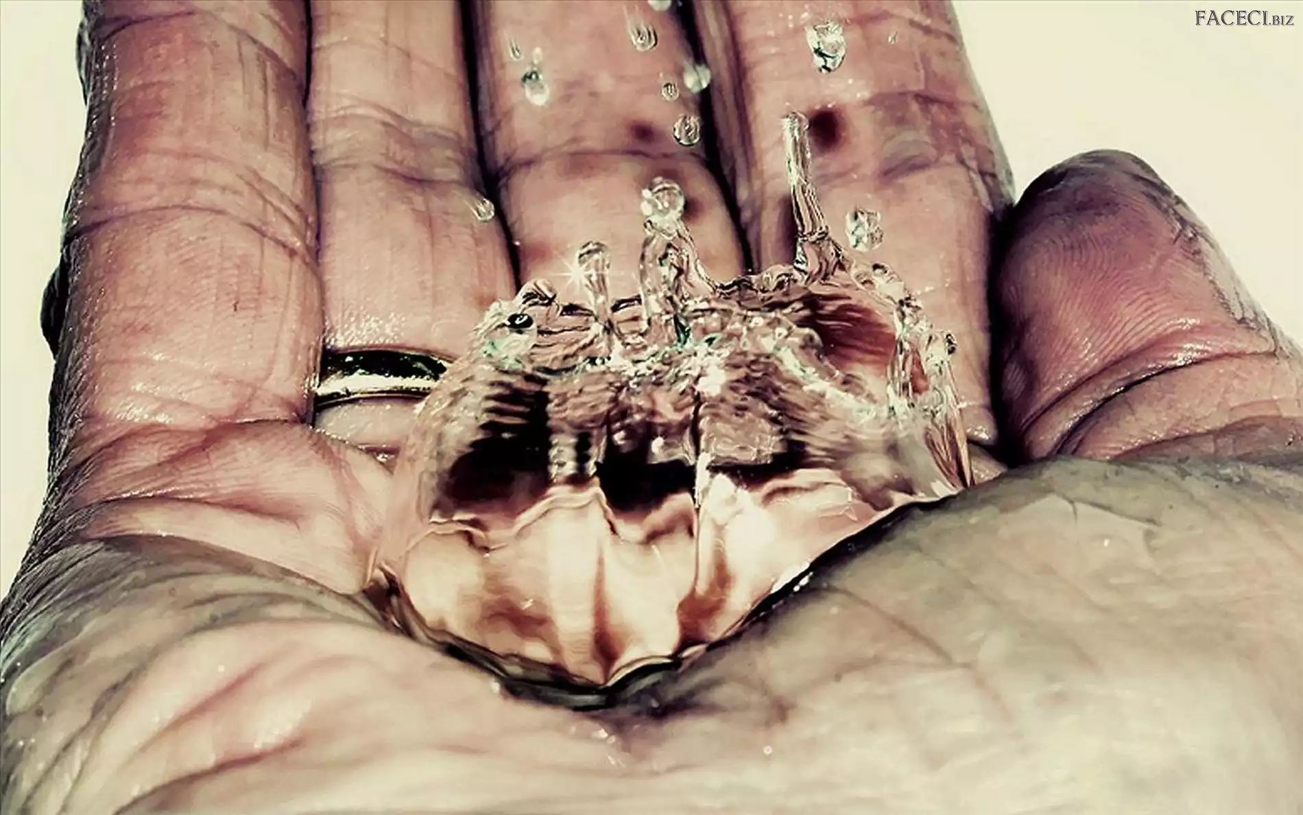 Dłoń, Wody, Męska, Kropla